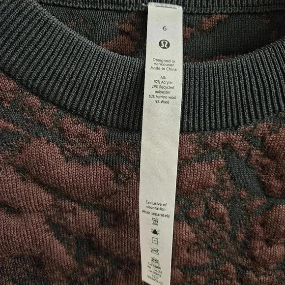 Lululemon Jacquard Multi-texture Sweater Merlot/Black Size 6 - Picture 5 of 7